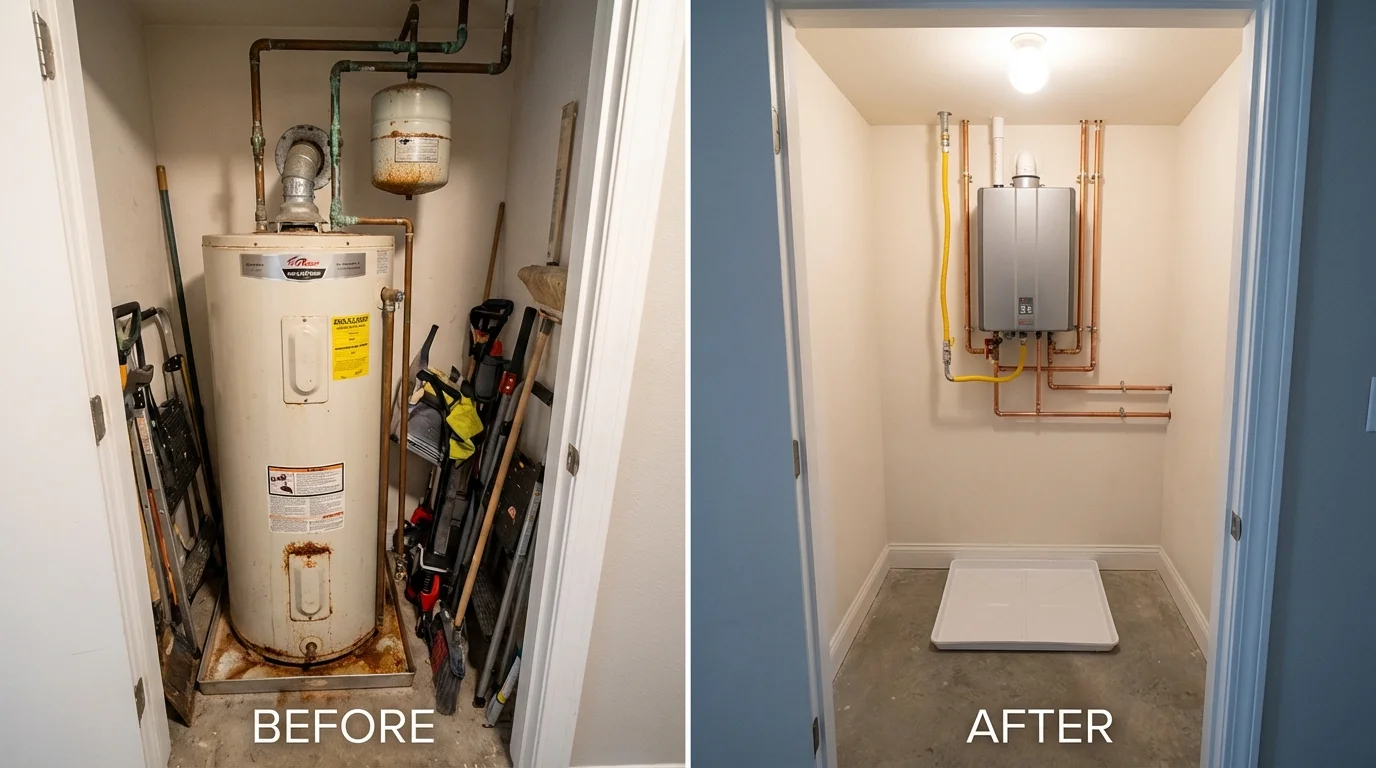 Tank water heater versus wall-mounted tankless unit comparison for Pendleton, OR homeowners
